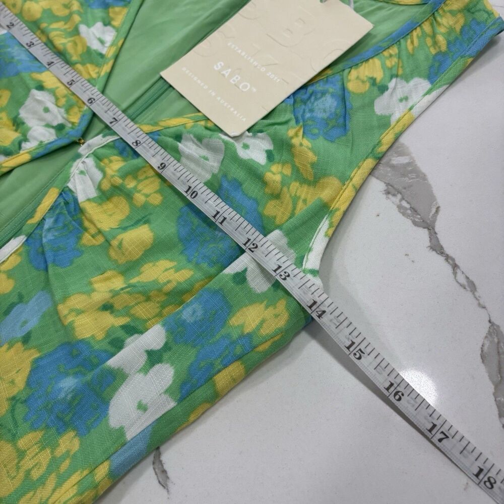 Sabo Dress Size XS Mini Scarlet Keyhole Spring Summer NWT Green Yellow - Picture 7 of 9